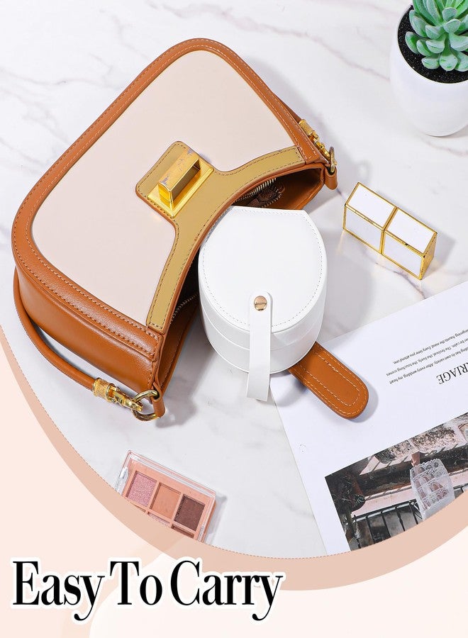 AojSup 6 Pack Travel Jewelry Case, Mini Leather Bridesmaid Jewelry Gift Box Bulk, Half Moon Design, Detachable Handle, Small Earring Storage Organizer for Women Girls Bridesmaid Proposal Gifts (White) - Image 4